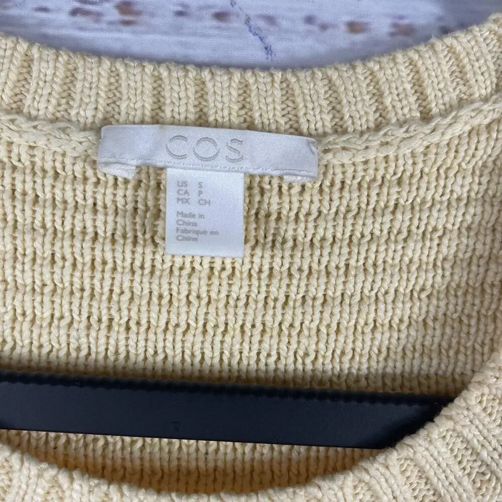 COS Sweater Women's Small White Waffle Knit Short Sleeve Crewneck Pullover Top - Picture 3 of 9